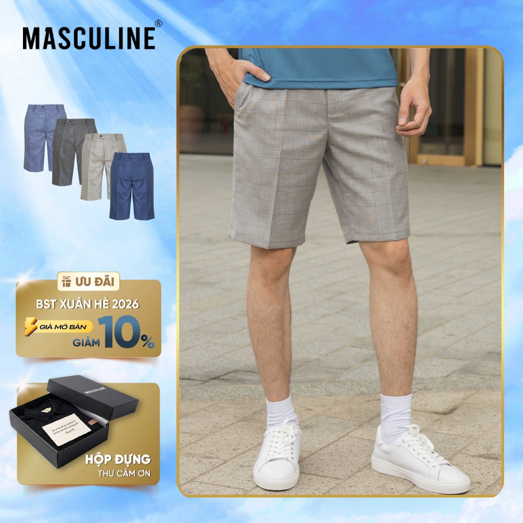 Quần short âu cao cấp MASCULINE MSA25.1 - Quần đùi nam thoáng mát co giãn nhẹ dáng regular fit
