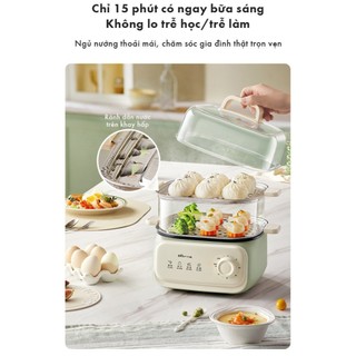 Nồi hấp điện 2 tầng kèm lẩu Bear ESM-H106HM, Công Suất 1300W, Chống dính khay inox,Bảo Hành 18 Tháng