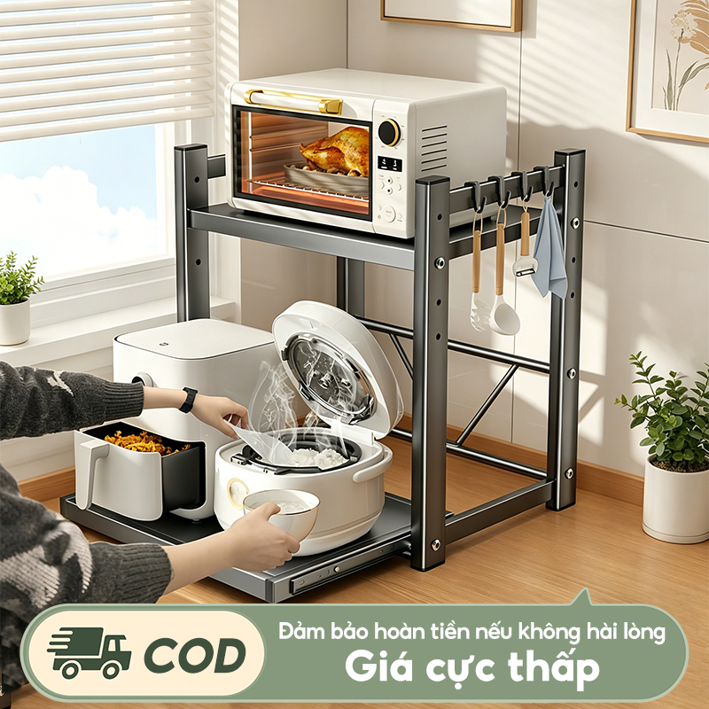 Kệ Lò Vi Sóng có thể điều chỉnh  Kệ để đồ nhà bếp khả năng chịu tải mạnh mẽ kệ đựng đồ đa năng