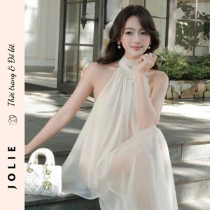 Váy Cổ Yếm Tơ Lụa Dáng Dài Phối Tầng Cao Cấp Sang Trọng - JOLIE