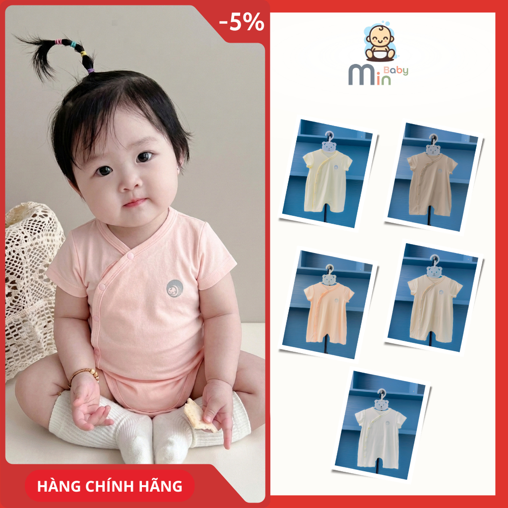 Body Đùi Sơ Sinh Cộc Tay Vải Sợi Petit Mềm Mịn Lành Tính - Hàng Chính Hãng MIN0358-6