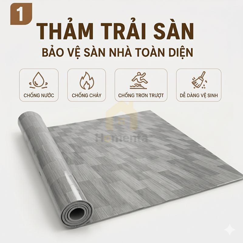 Thảm trải lót sàn simili vân gỗ, tấm simili dán sàn giả gỗ nền nhựa pvc nhám chống trượt 1.5mm 2x5m,2x10m Chống thấm!Bảo