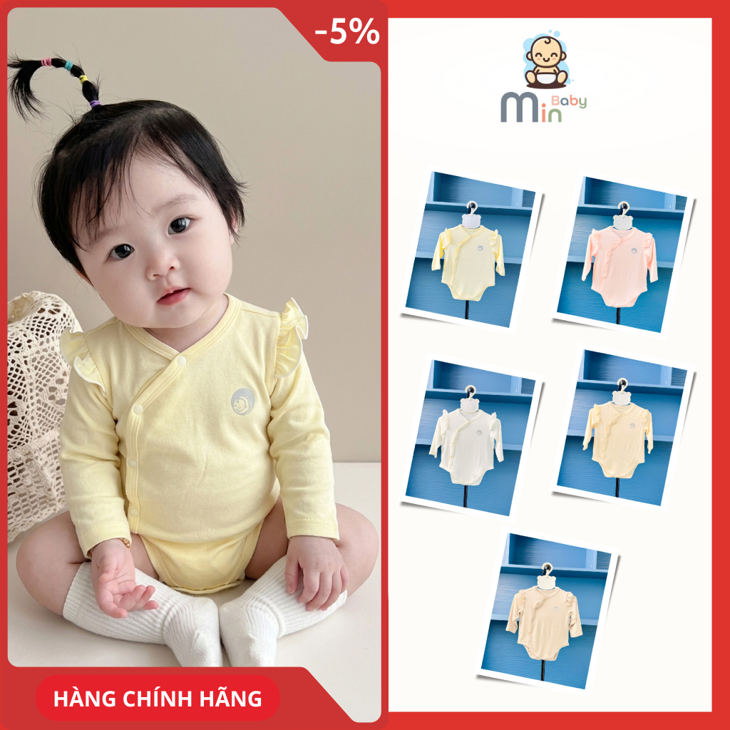 Bộ Cộc Tay Sơ Sinh Bé Gái Anminaza Vai Cánh Tiên Vải Sợi Tre Mềm Mịn Co Dãn - Hàng Chính Hãng AMI0358-2