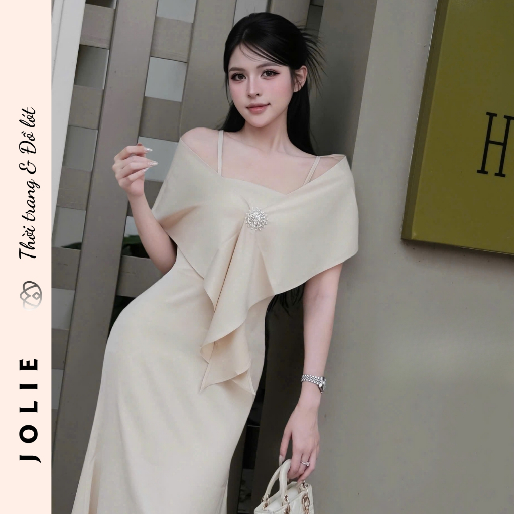 Váy Dạ Hội Trễ Vai Dáng Dài Đính Đá Sang Trọng Thiết Kế Cao Cấp - JOLIE