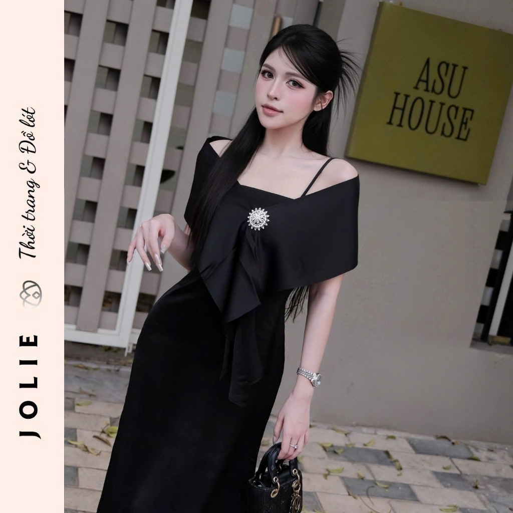 Váy Dạ Hội Trễ Vai Dáng Dài Đính Đá Sang Trọng Thiết Kế Cao Cấp - JOLIE