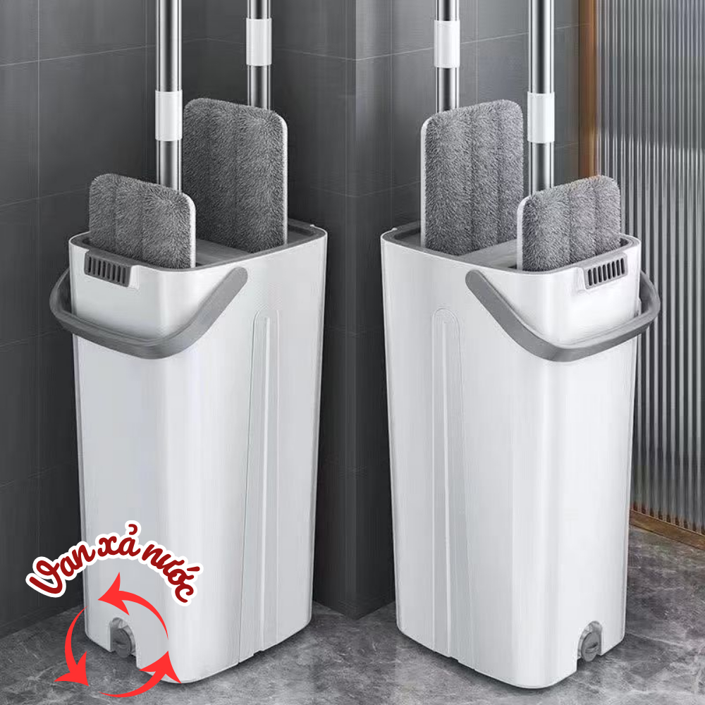 Cây Lau Nhà Thông Minh Bản Nâng Cấp, Bộ Lau Sàn Tự Vắt Có Xô, Gạt Nước Nhanh, Tặng Kèm Bông Lau