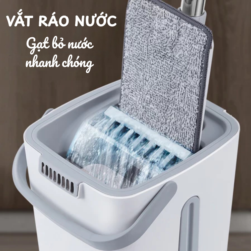 Cây Lau Nhà Thông Minh Bản Nâng Cấp, Bộ Lau Sàn Tự Vắt Có Xô, Gạt Nước Nhanh, Tặng Kèm Bông Lau
