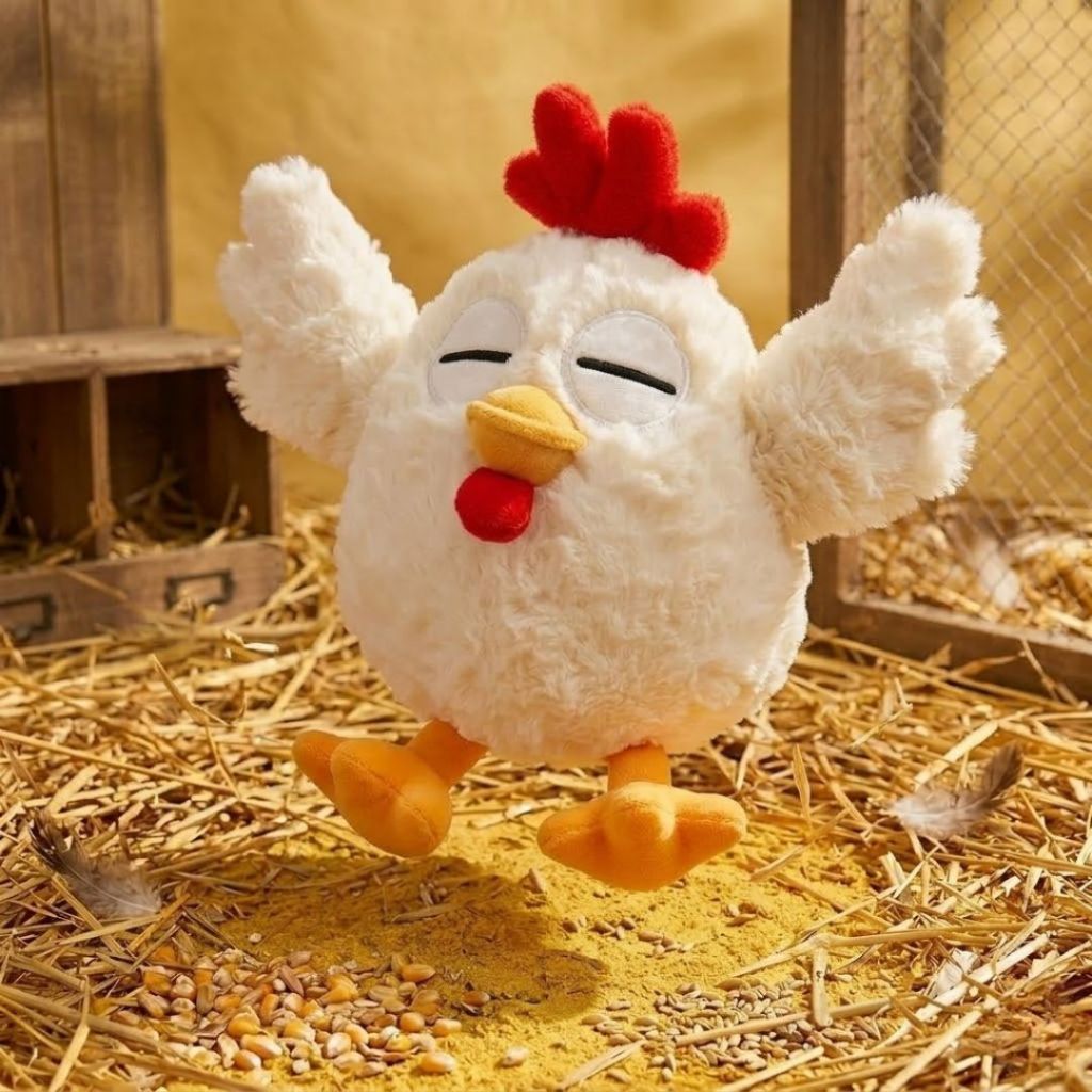Gấu bông gà béo vô tri, Thú nhồi bông trắng béo dễ thương chấ liệu lông xù mềm mại quà tặng cho bé,bạn gái