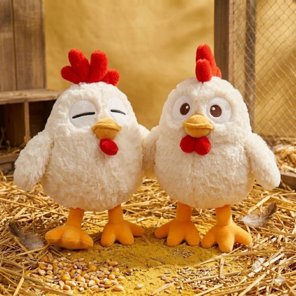 Gấu Bông Gà Béo Tròn Mắt Híp Vô Tri, Thú Nhồi Bông Gà Con Béo Ú Ngộ Nghĩnh Quà Tặng Vui Vẻ Cho Bé,Bạn Gái,Trai