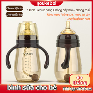 Youkebei Bình Sữa PP Cho Bé – Núm Mềm, Không BPA, Chống Rơi Vỡ, Bình Tập Uống Nhiều Giai Đoạn