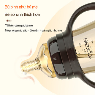 Youkebei Bình Sữa PP Cho Bé – Núm Mềm, Không BPA, Chống Rơi Vỡ, Bình Tập Uống Nhiều Giai Đoạn