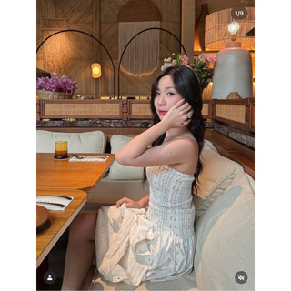 SEP House - Đầm ống hoa nhí thân mocking co giãn dáng ngắn tà xoè 2 lớp kèm quần bảo hộ mùa hè thanh lịch - Ảnh thật
