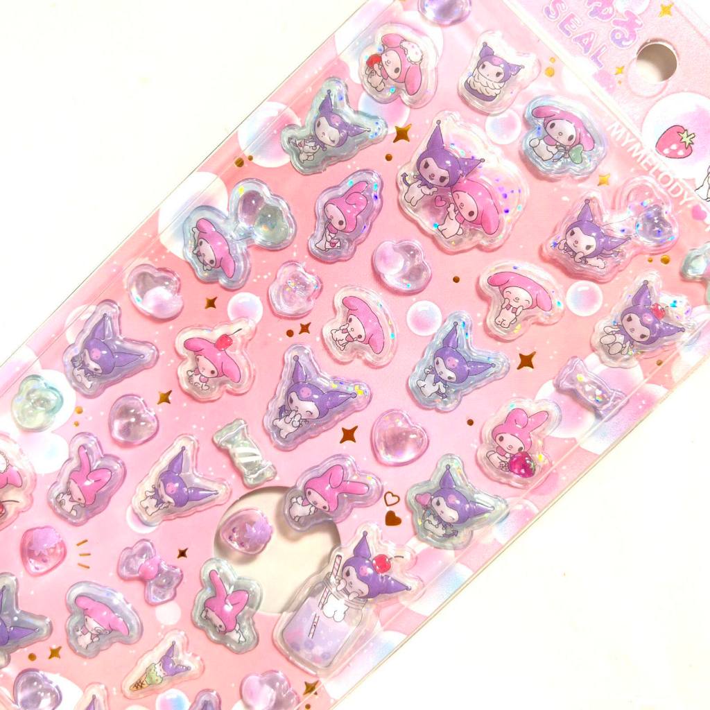 Sticker Nổi 3D Sanrio Holographic Trong Suốt Chống Nước - Cinnamoroll Kuromi My Melody Pochacco Dán Điện Thoại Sổ DIY