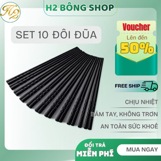 Bộ 10 Đôi Đũa Nhựa Đen Chịu Nhiệt
