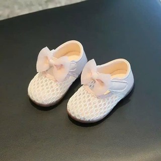 Mới sz 15-25 Giày Búp Bê Lưới Quai Dán Phối Nơ Ruy Băng ĐI Thoáng Chân Cho Bé Gái K161