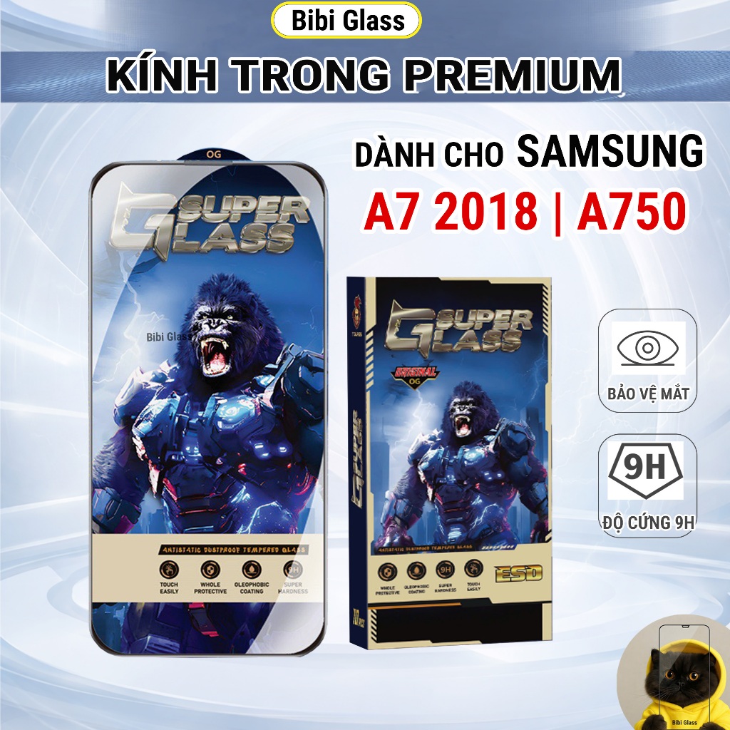 Kính cường lực Samsung A7 2018, A750 premium full màn miếng dán bảo vệ màn hình đt bibi