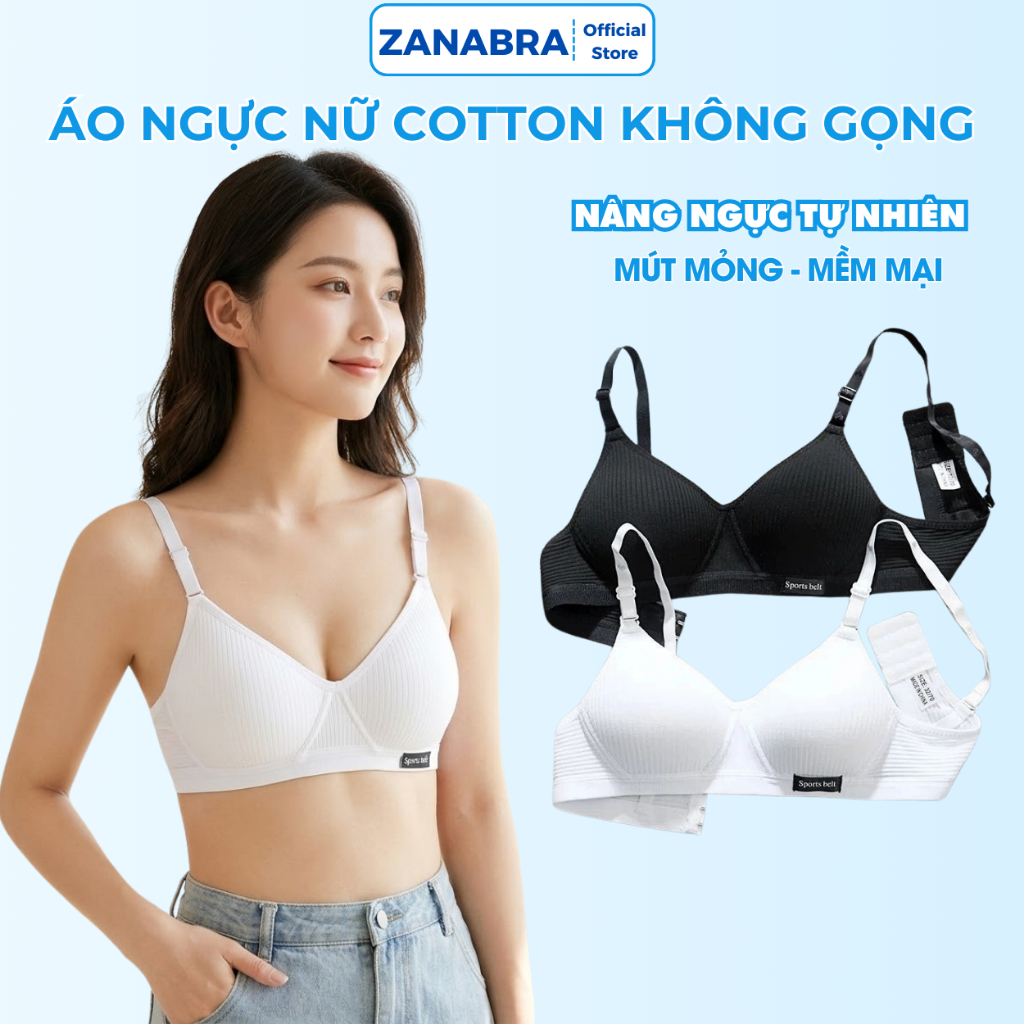 Áo ngực Áo lót nữ sinh viên, học sinh không gọng đệm cotton liền mỏng có dây điều chỉnh ZANABRA A554