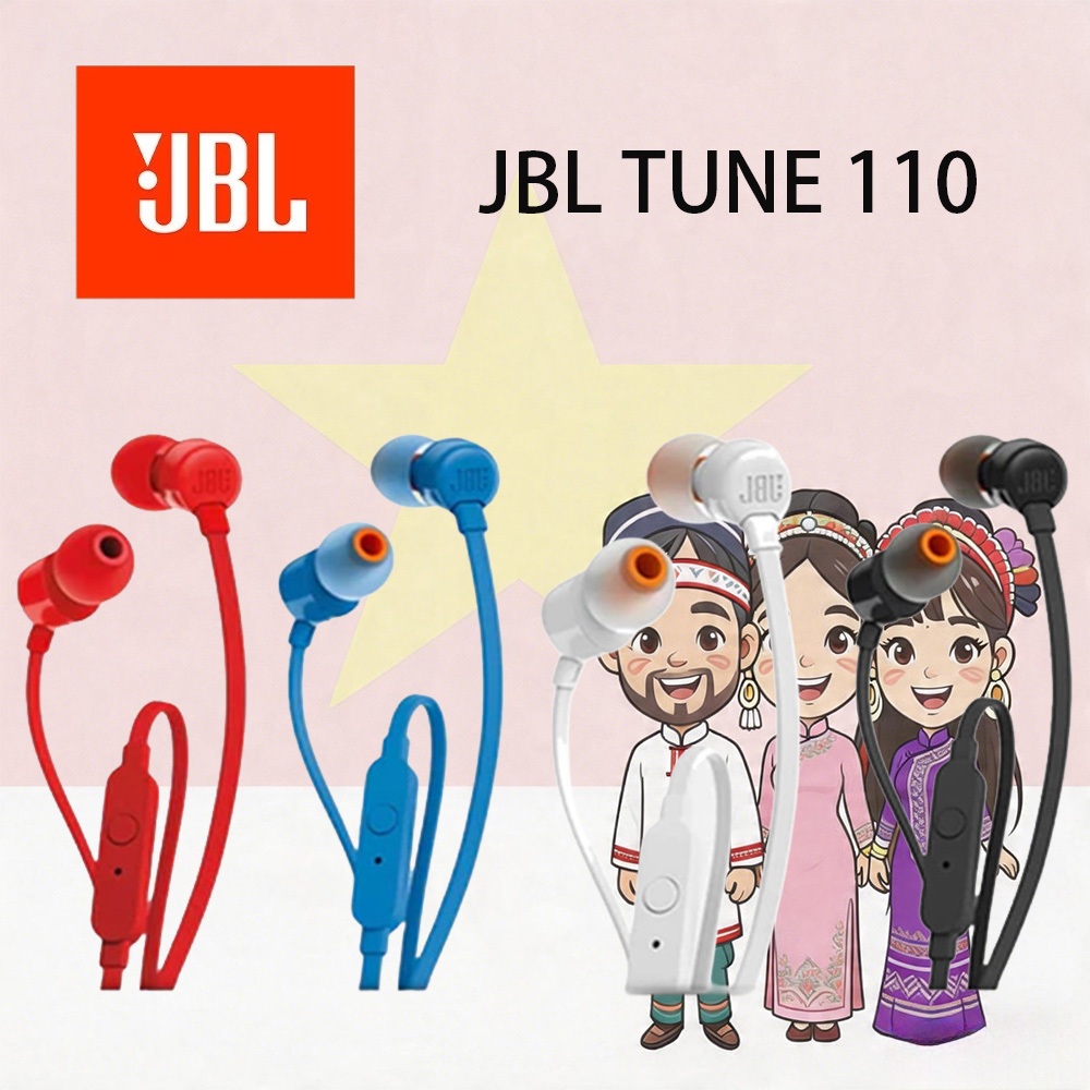 Tai nghe âm thanh nổi JBL T110 có cáp 3,5 mm cho thể thao âm nhạc Có nhiều màu để lựa chọn