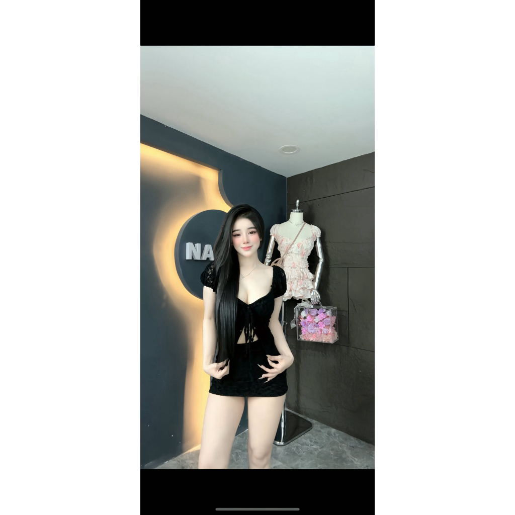 S32 • Set Ren Tay Phồng Cột Dây Mix Chân Váy Sang Chảnh • NA TÍM Clothing