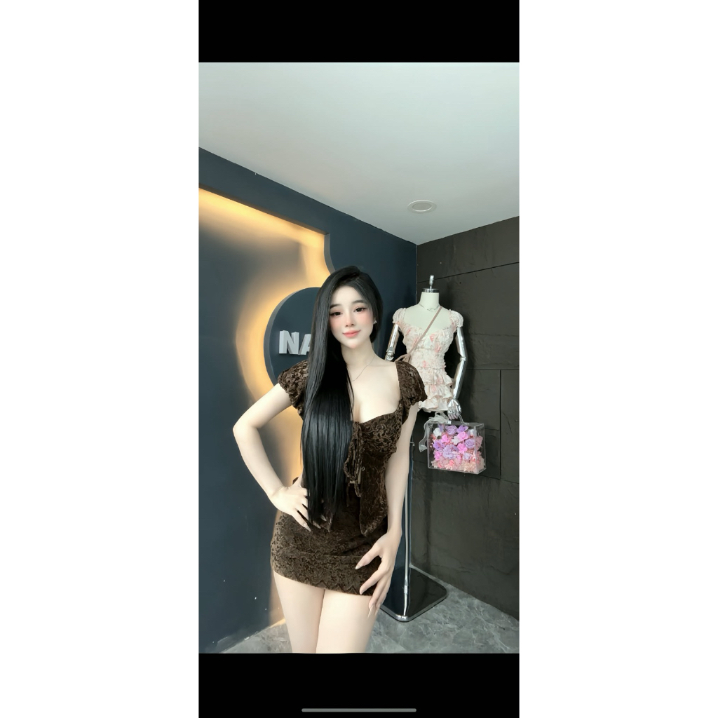 S32 • Set Ren Tay Phồng Cột Dây Mix Chân Váy Sang Chảnh • NA TÍM Clothing