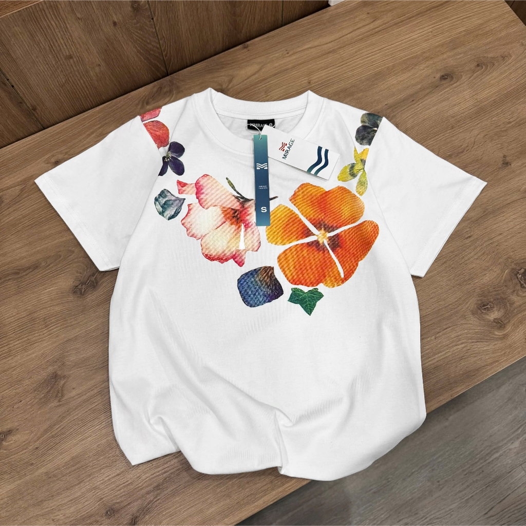 Áo Thun Cổ Viền Hoa Nổi Bật, Chất Cotton Mềm Mịn, Có Kèm Hình Thật.