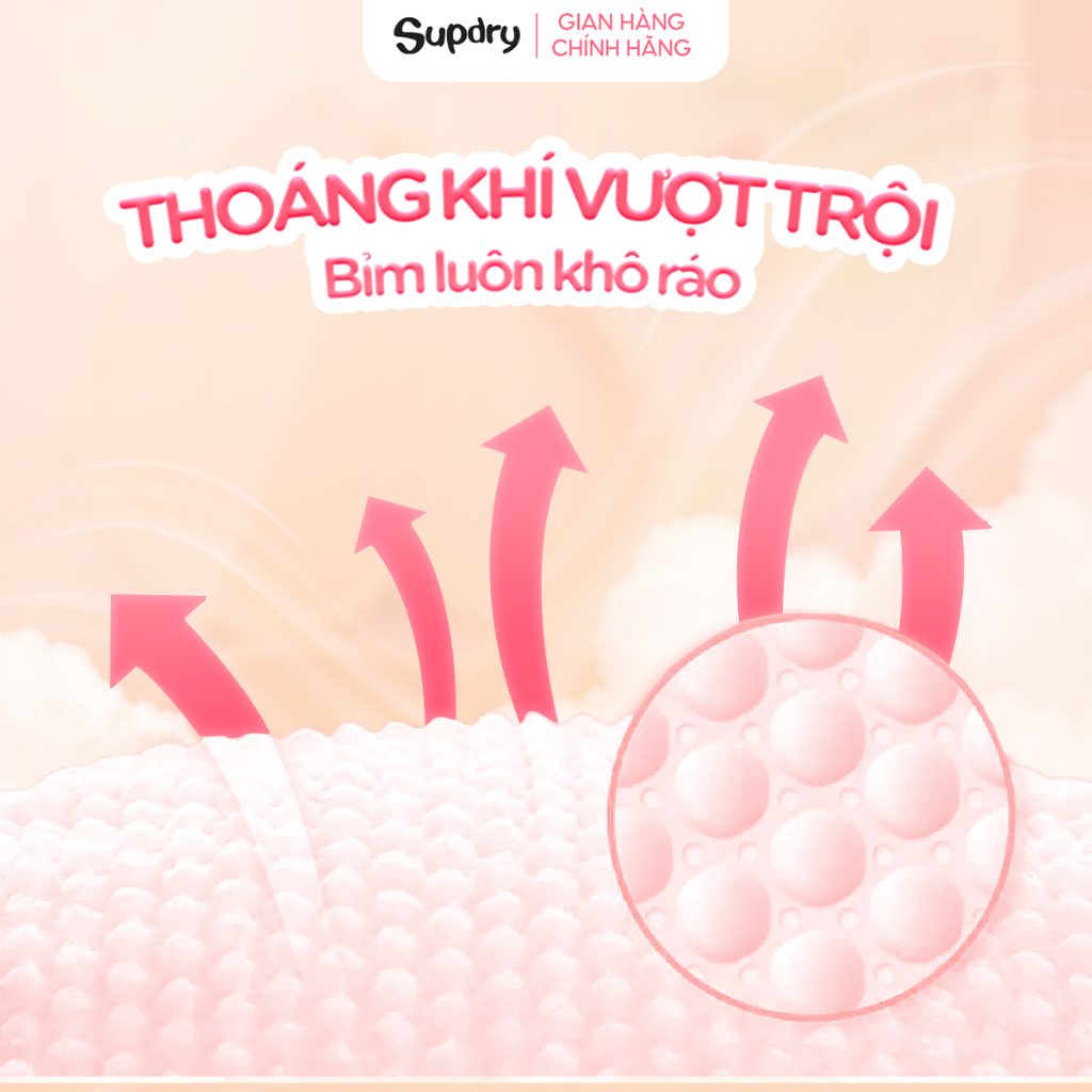 Tã Bỉm Supdry Trắng Mỏng Nhẹ, Thoáng Khí, Siêu Mềm Mịn Cho Bé (Dán/Quần | NB–XXXL | 4–20kg)