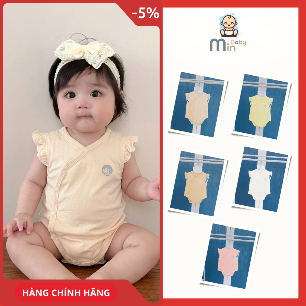 Body Cộc Tay Sơ Sinh Bé Gái Cánh Tiên Vải Sợi Tre Mềm Mịn Lành Tính - Hàng Chính Hãng MIN0358-1