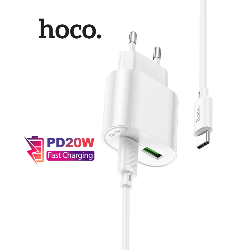 Bộ sạc nhanh TypeC to TypeC PD20W Hoco C109A dùng cho 15/16/17/Samsung/Android, gồm 2 cổng sạc USB và Type-C, dài 1m
