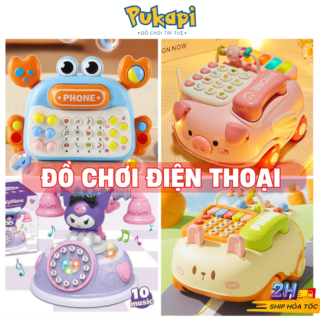 Đồ Chơi Điện Thoại Kuromi Thông Minh Điện Thoại Di Động Phát Nhạc Hình Cua Thỏ Mèo Điện Thoại Bàn- Đồ Chơi PUKAPI