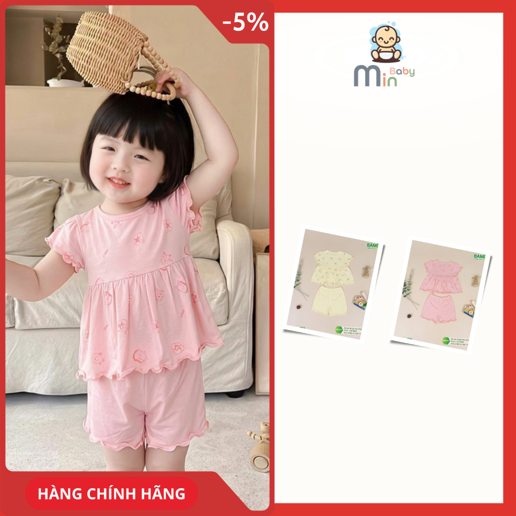 Bộ Cộc Bé Gái Nhún Bèo Mềm Mại, An Toàn Và Dễ Thương Cho Bé Yêu - Hàng Chính Hãng AMI0397