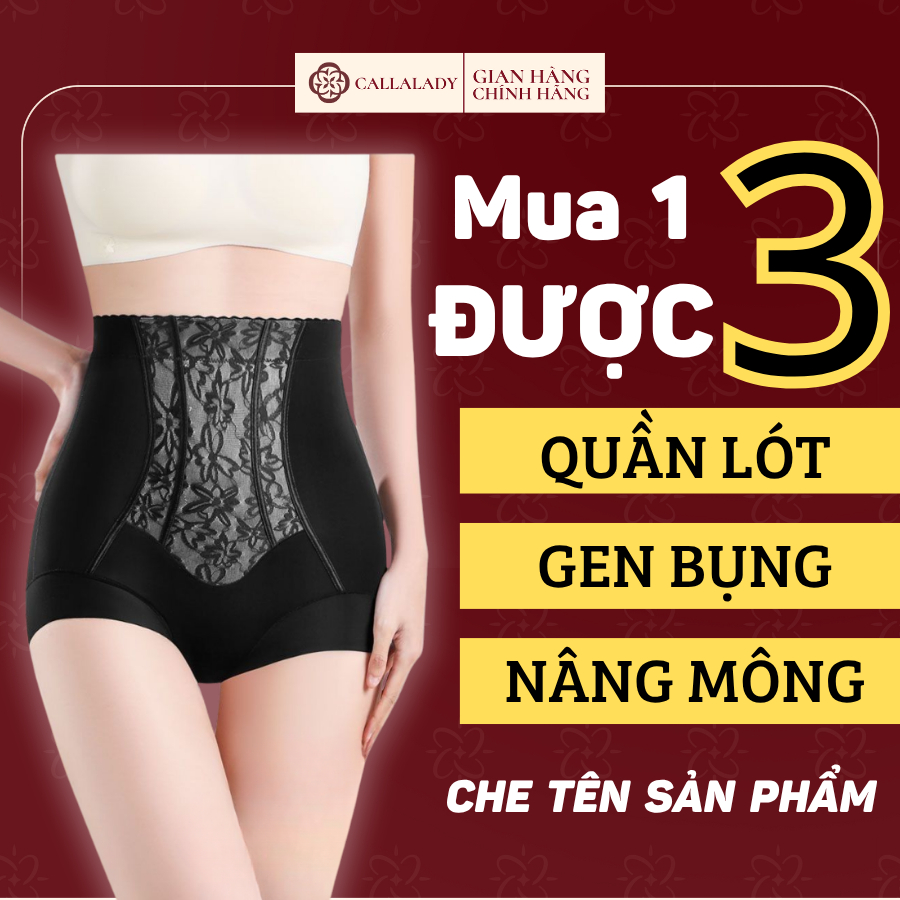 Quần lót gen bụng dưới Callalady cạp cao không lộ viền hỗ trợ nâng mông chất liệu su lạnh thông thoáng 36