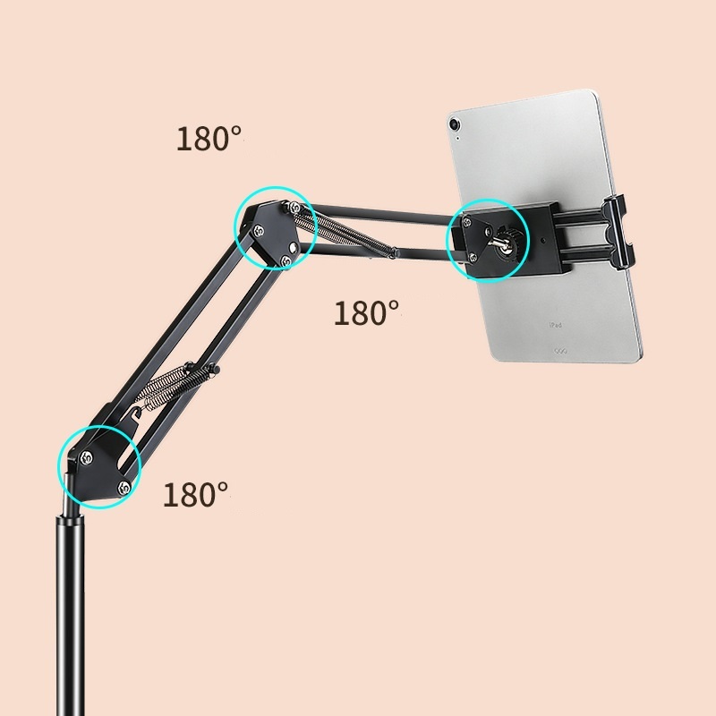 Giá đỡ ipad, kẹp điện thoại có đế thân đứng sàn hợp kim nhôm nâng cấp xoay 360 đa năng quay video, xem phim, livestream