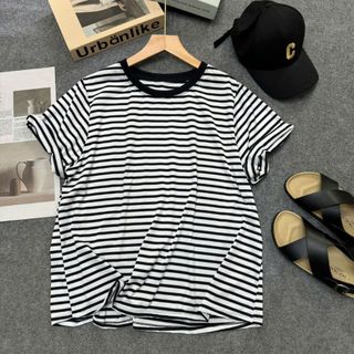 Lẻ Áo thun bigsize sọc ngang form rộng thoải mái, chất cotton mềm mịn co giãn, phong cách basic dễ phối  A352 + A843