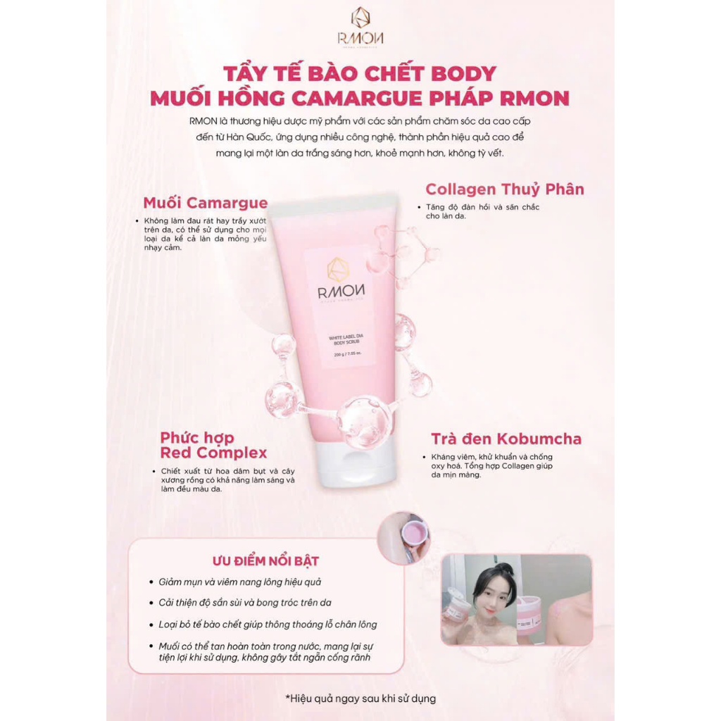 Tẩy tế bào chết body Rmon White Label Dia Body Scrub Tuýp 200g - PHUONGANHOUSE