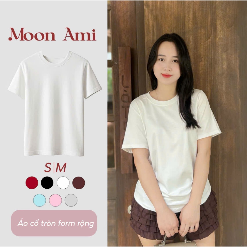 Áo Cổ tròn Form Rộng Chất Thun Bozip MOON AMI