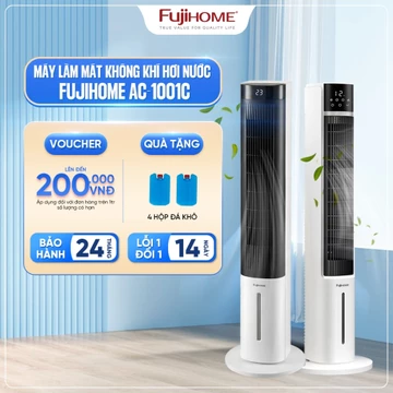Quạt tháp làm mát hơi nước Fujihome AC-1001C , máy làm mát không khí bình nước 3.5L, 3 chế độ gió tặng kèm đá khô