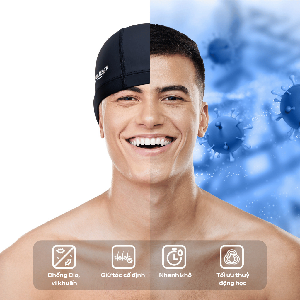 [MUA 2 GIẢM 5%]Mũ bơi thể thao nam nữ co giãn, bền bỉ, thoáng mát, kháng Clo, chống tia UV Coolmate