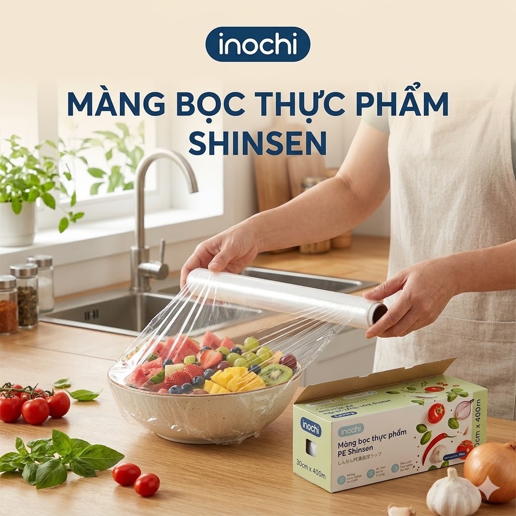 Màng bọc thực phẩm PE Inochi ✨Túi bọc thực phẩm✨Màng co✨Bọc thức ăn ✨Màng bọc - An toàn cho sức khỏe