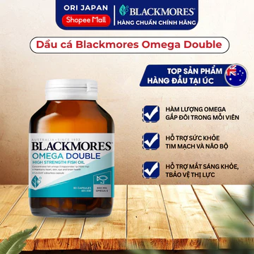 Viên Uống Dầu Cá Blackmores Omega Double High Strength Fish Oil Úc 90 Viên Hỗ Trợ Sức Khỏe Tim Mạch Não Bộ Thị Lực