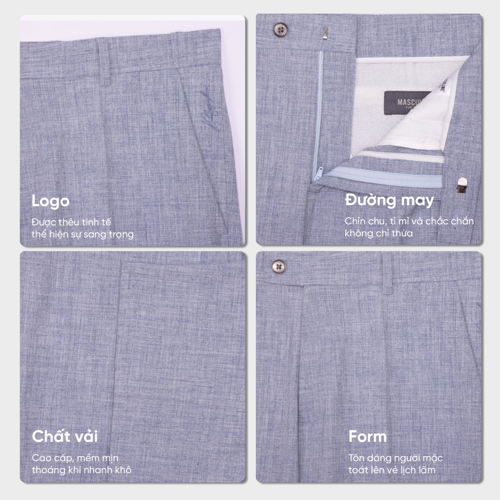 Quần tây âu short nam MASCULINE MSA25.7 ngắn thời trang nam cao cấp phom đẹp chất cotton