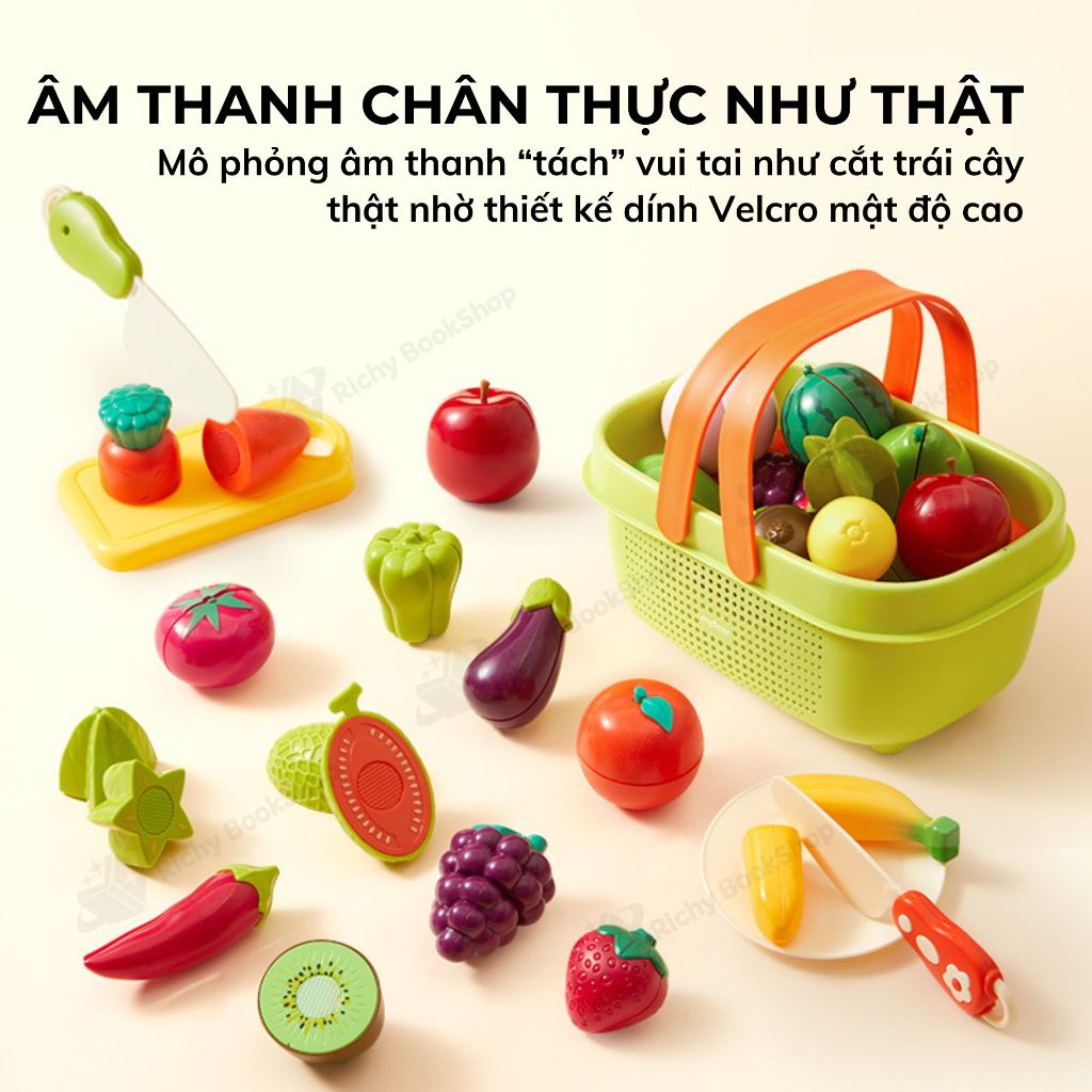 Đồ chơi cắt hoa quả cho bé Mideer đồ chơi nấu ăn rau củ quả Fruit & Vegetable Cutting Play Set