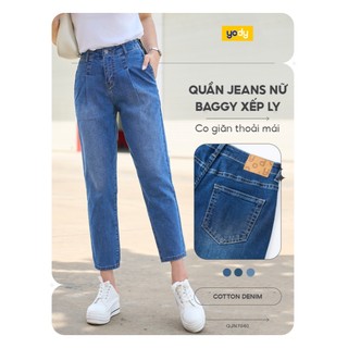 [BST Comfort Me-We] Quần jean nữ baggy cạp liền co giãn YODY lưng cao tốt siêu tôn dáng WCJE26A002