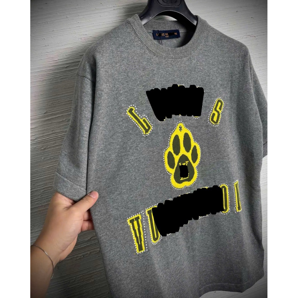 ⚡️[Hight Quality] Áo Phông Len \/ Nam Nữ  Gray Ready To - Điểm Nhấn Thêu Phối Màu Xám Cao Cấp Loại 1