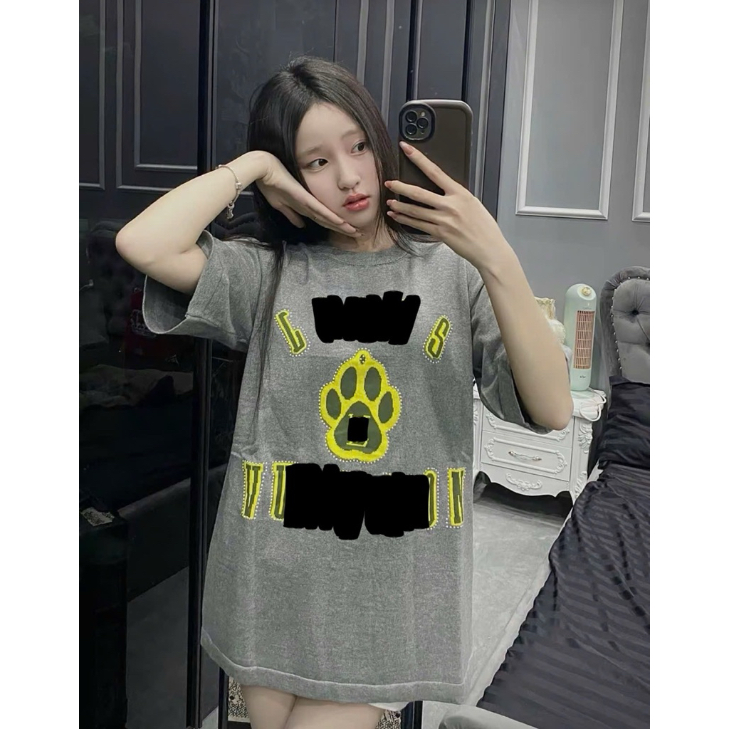 ⚡️[Hight Quality] Áo Phông Len \/ Nam Nữ  Gray Ready To - Điểm Nhấn Thêu Phối Màu Xám Cao Cấp Loại 1