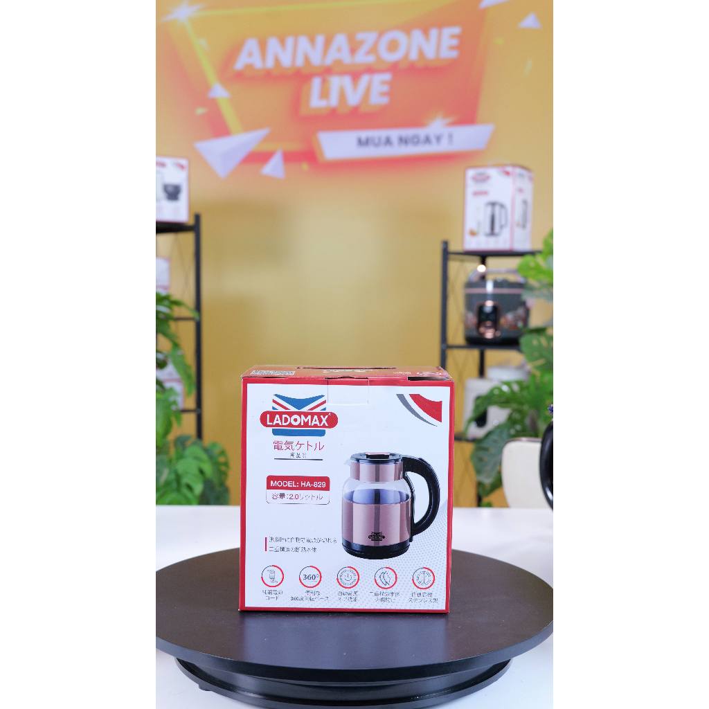 ẤM ĐUN SIÊU TỐC THỦY TINH 2 LỚP LADOMAX Model: HA-829