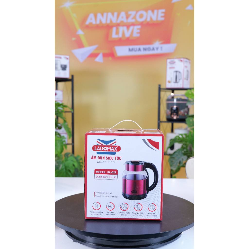 ẤM ĐUN SIÊU TỐC THỦY TINH 2 LỚP LADOMAX Model: HA-829