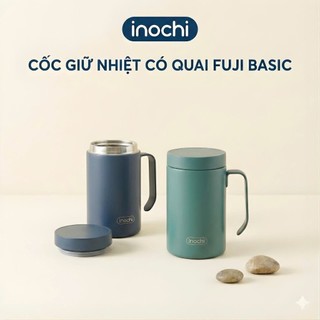 Cốc Giữ Nhiệt Fuji Basic Inochi 450ml Inox 316 Có Quai Cầm Giữ Nóng Lạnh 6H+ Nắp Kín Chống Tràn