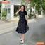 Đầm thiết kế cổ tròn đính nút dáng đuôi cá có xếp ly BEMINE MT9265