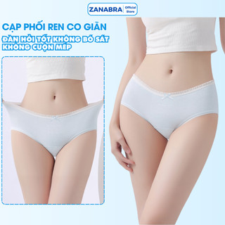 Quần Lót Nữ Cotton Viền Ren Mềm Mịn - Quần Lót Cotton Cạp Vừa Đáy May Kháng Khuẩn ZANABRA L4119