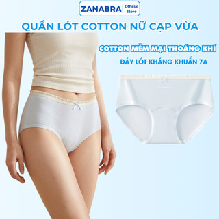 Quần Lót Nữ Cotton Viền Ren Mềm Mịn - Quần Lót Cotton Cạp Vừa Đáy May Kháng Khuẩn ZANABRA L4119